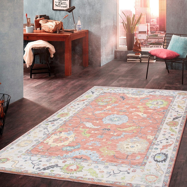 Pasargad Home Oushak Hand-knotted Wool Area Rug: Timeless Floral Elegance For Any Room Decor   Pre-9321 10x14