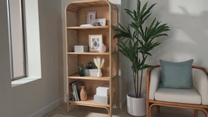 Baxton Studio Paloma Natural Rattan Decorative Cabinet - Handcrafted Bohemian Storage Solution For Any Room Light Honey Natural Rattan,Plywood(Underneath Shelves,Backside) Ayou-light Honey Rattan-tall Cabinet