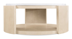 Hooker Furniture Westwood Volakas Stone Round Cocktail Table With Polished Limestone Oak Base, Open Storage Accent 6133-80111-80