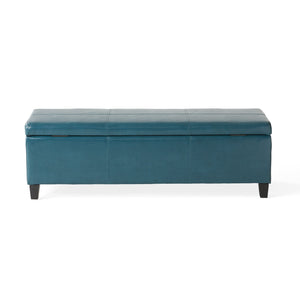 English Elm Glouster Bench Style Pu Leather Storage Ottoman with Soft Close Lid for Bedroom Teal 57742.00TEL