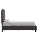 Homelegance By Top-Line Cosette Adjustable Diamond Tufted Camelback Bed Black Linen