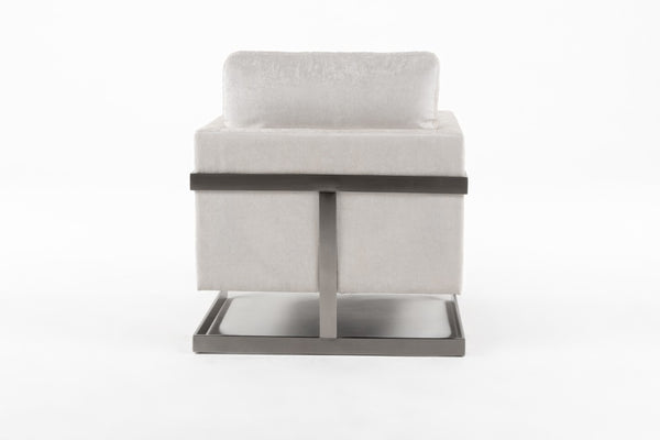 VIG Furniture Prince Plush Off-White Fabric Accent Chair With Silver Stainless Steel Base — Contemporary Comfort, Supportive Cushions (34" H) VGRH-RHS-AC-255-SW
