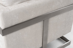 VIG Furniture Prince Plush Off-White Fabric Accent Chair With Silver Stainless Steel Base — Contemporary Comfort, Supportive Cushions (34" H) VGRH-RHS-AC-255-SW