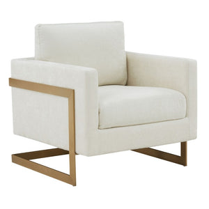 VIG Furniture Prince Plush Cream Accent Chair With Antique Gold Frame, Removable Covers, High-Density Foam Comfort (31"W X 34"D) VGRHRHS-AC-255-WHT-CH