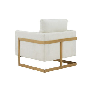 VIG Furniture Prince Plush Cream Accent Chair With Antique Gold Frame, Removable Covers, High-Density Foam Comfort (31"W X 34"D) VGRHRHS-AC-255-WHT-CH