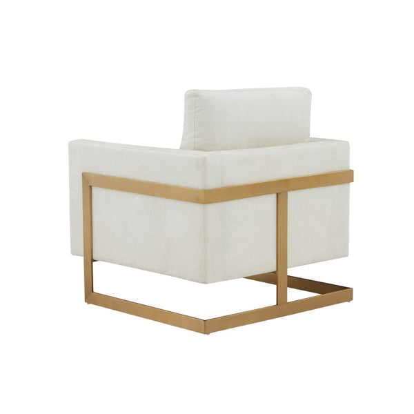 VIG Furniture Prince Plush Cream Accent Chair With Antique Gold Frame, Removable Covers, High-Density Foam Comfort (31"W X 34"D) VGRHRHS-AC-255-WHT-CH