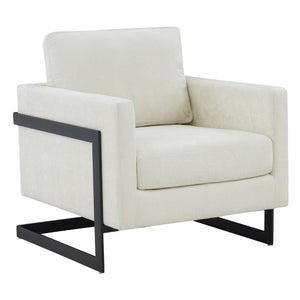 VIG Furniture Prince Cream Fabric Accent Chair With Black Metal Frame, High-Density Foam, Removable Covers VGRHRHS-AC-257-WHT-CH