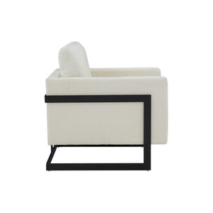 VIG Furniture Prince Cream Fabric Accent Chair With Black Metal Frame, High-Density Foam, Removable Covers VGRHRHS-AC-257-WHT-CH