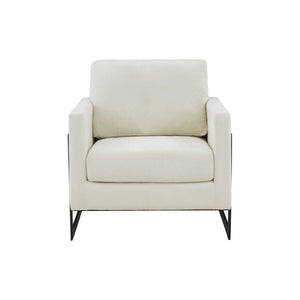 VIG Furniture Prince Cream Fabric Accent Chair With Black Metal Frame, High-Density Foam, Removable Covers VGRHRHS-AC-257-WHT-CH