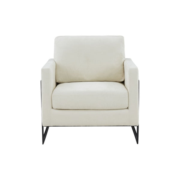 VIG Furniture Prince Cream Fabric Accent Chair With Black Metal Frame, High-Density Foam, Removable Covers VGRHRHS-AC-257-WHT-CH