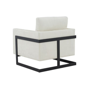 VIG Furniture Prince Cream Fabric Accent Chair With Black Metal Frame, High-Density Foam, Removable Covers VGRHRHS-AC-257-WHT-CH