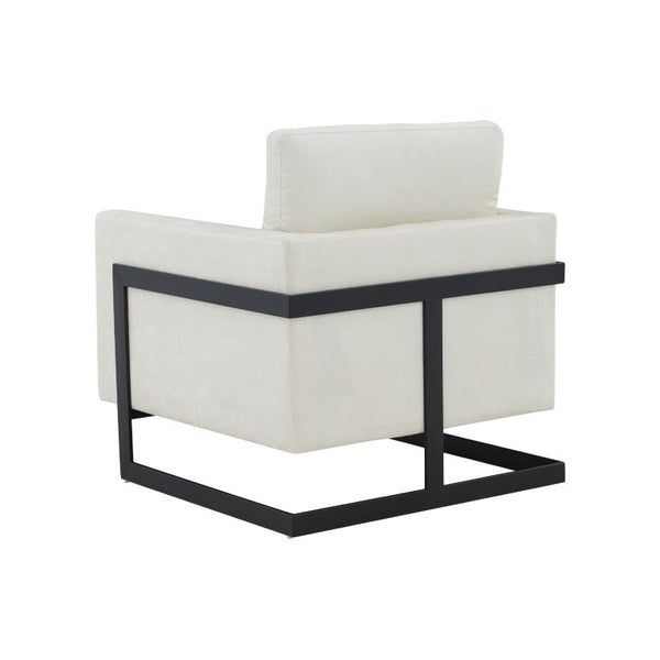 VIG Furniture Prince Cream Fabric Accent Chair With Black Metal Frame, High-Density Foam, Removable Covers VGRHRHS-AC-257-WHT-CH