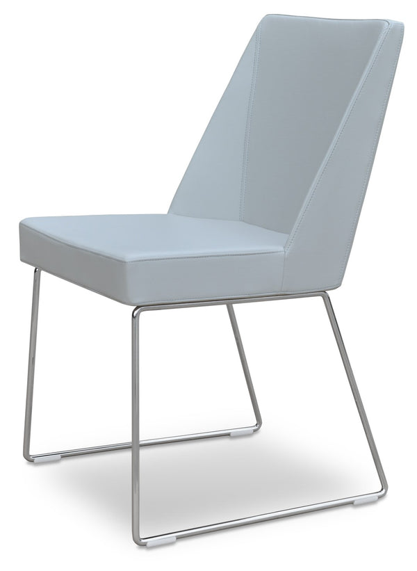 Soho Concept Prisma Sled Wire Chair - Elegant Leatherette Dining Seating With Stylish Soft Finish For Modern Homes Chrome,Light Grey  Soho-concept-dining-chair-05690