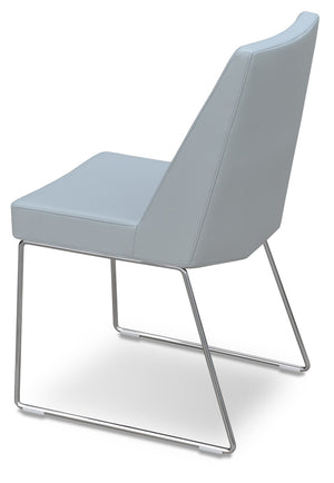 Soho Concept Prisma Sled Wire Chair - Elegant Leatherette Dining Seating With Stylish Soft Finish For Modern Homes Chrome,Light Grey  Soho-concept-dining-chair-05690