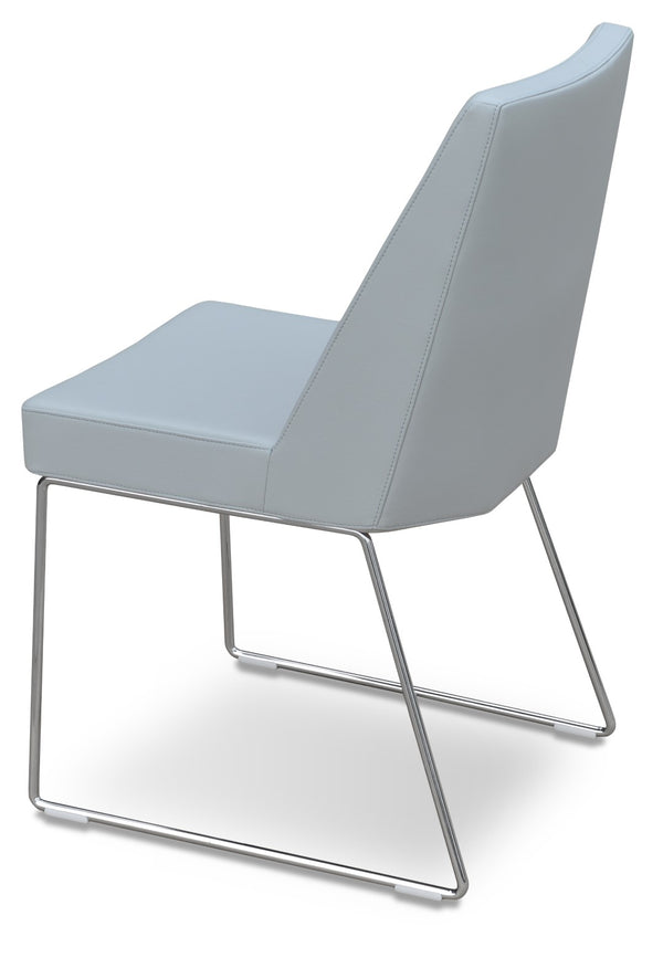 Soho Concept Prisma Sled Wire Chair - Elegant Leatherette Dining Seating With Stylish Soft Finish For Modern Homes Chrome,Light Grey  Soho-concept-dining-chair-05690