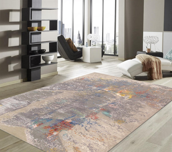 Pasargad Modern Collection Hand-knotted Silk & Wool Abstract Rug - Elegant Design For Sophisticated Homes   Prj-15 8x10