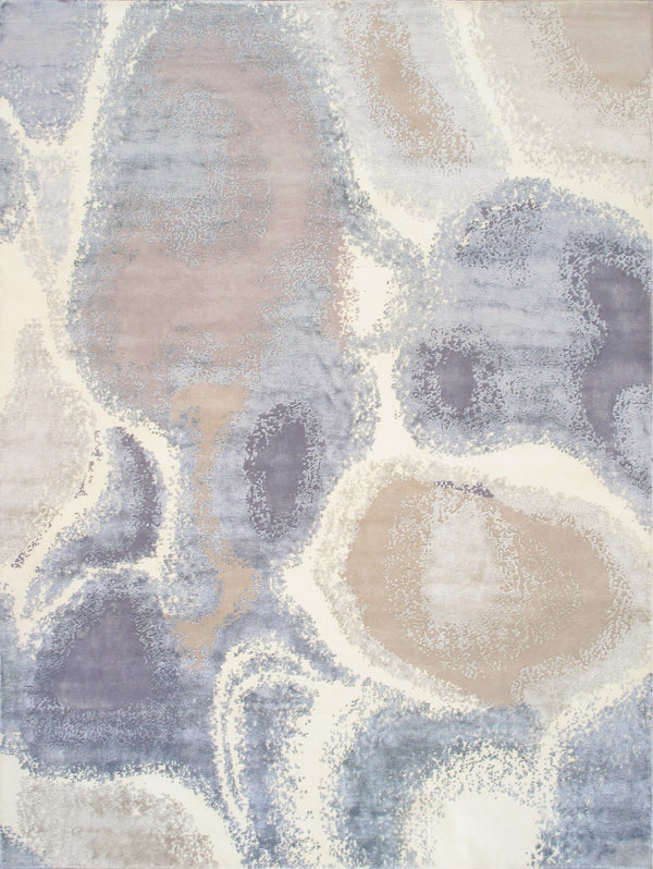 Pasargad Modern Collection Hand-knotted Silk & Wool Abstract Rug - Elegant Design For Sophisticated Homes   Prj-72 9x12