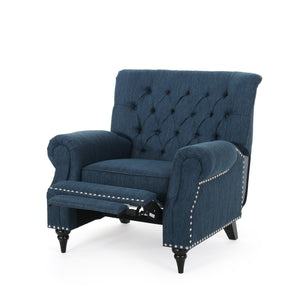 English Elm Christopher Knight Home® - Classic Classic Style Fabric Push Back Chair with Rivet Detail, Rolled Arms & Plush Cushions for Comfort and Stability Navy Blue 71909.00NBLU