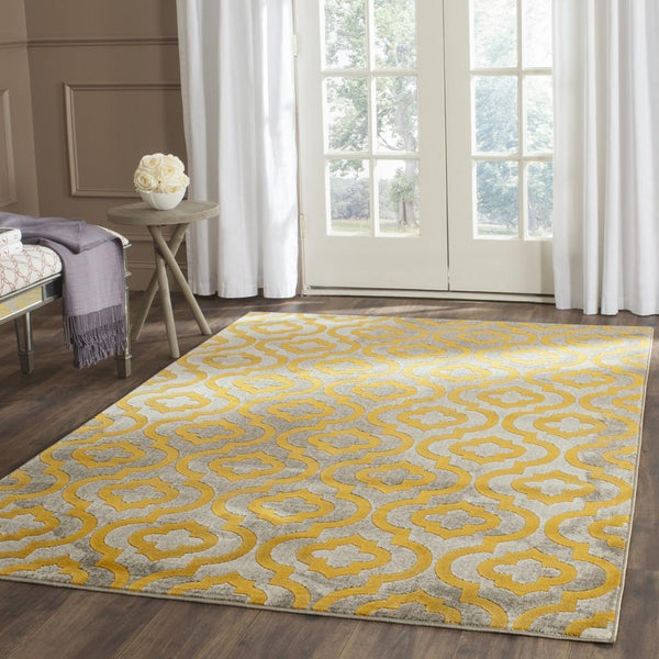 Safavieh Porcello 7734 Power Loomed Contemporary Rug Light Grey / Yellow PRL7734C-4