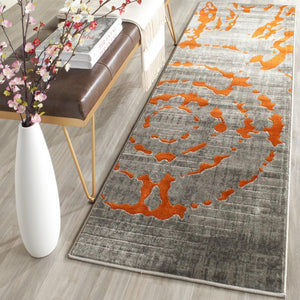 Safavieh Porcello 7735 Power Loomed Contemporary Rug Light Grey / Orange PRL7735F-3