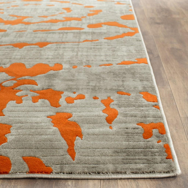 Safavieh Porcello 7735 Power Loomed Contemporary Rug Light Grey / Orange PRL7735F-3
