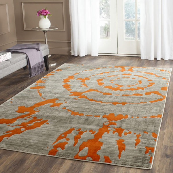 Safavieh Porcello 7735 Power Loomed Contemporary Rug Light Grey / Orange PRL7735F-3