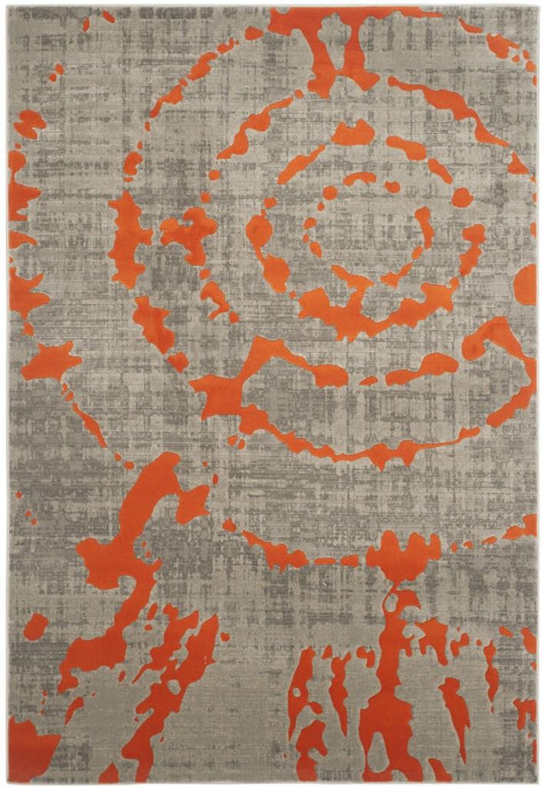 Safavieh Porcello 7735 Power Loomed Contemporary Rug Light Grey / Orange PRL7735F-3