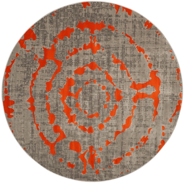 Safavieh Porcello 7735 Power Loomed Contemporary Rug Light Grey / Orange PRL7735F-3