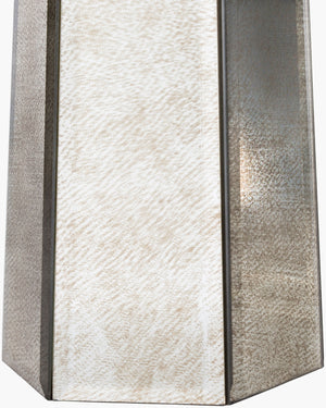 Surya Perry Stylish 29" Glass Body Accent Table Lamp With White Linen Shade - Perfect For Modern Spaces Body, Metallic ,Silver,Finial, Metallic ,Silver,Harp, Metallic ,Nickel Mirror,Linen Prlp-001