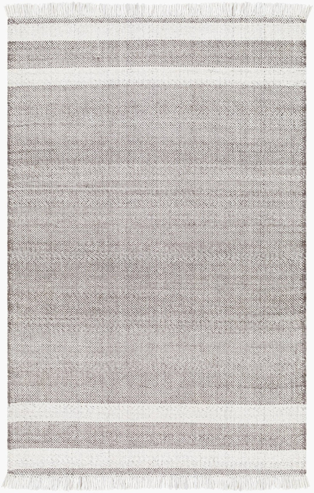 Livabliss Primrose Handwoven Flatweave Area Rug Recycled Pet Yarn Cottage Style Fringe Detail White, Brown 12' x 18' PRM2301-1218