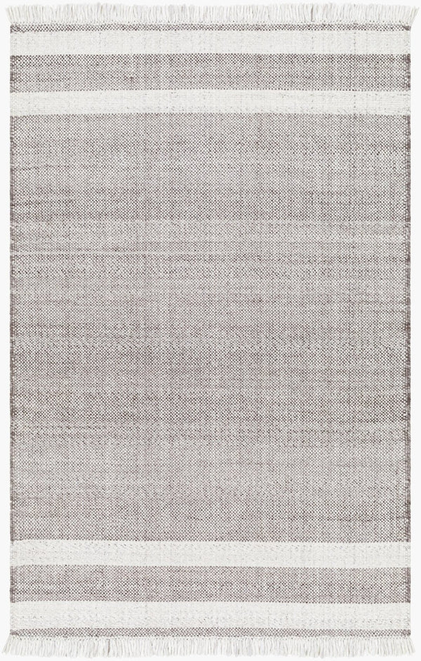 Livabliss Primrose Handwoven Flatweave Area Rug Recycled Pet Yarn Cottage Style Fringe Detail White, Brown 12' x 18' PRM2301-1218