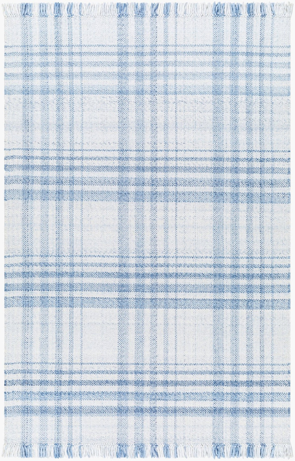 Livabliss Primrose Handwoven Flatweave Area Rug Recycled Pet Yarn Cottage Living Room Accent White, Denim 9' x 12' PRM2304-912