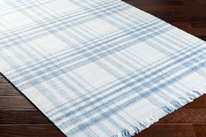 Livabliss Primrose Handwoven Flatweave Area Rug Recycled Pet Yarn Cottage Living Room Accent White, Denim 9' x 12' PRM2304-912