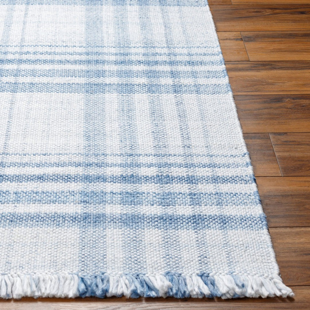 Livabliss Primrose Handwoven Flatweave Area Rug Recycled Pet Yarn Cottage Living Room Accent White, Denim 9' x 12' PRM2304-912