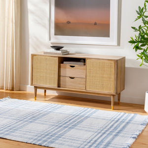 Livabliss Primrose Handwoven Flatweave Area Rug Recycled Pet Yarn Cottage Living Room Accent White, Denim 9' x 12' PRM2304-912