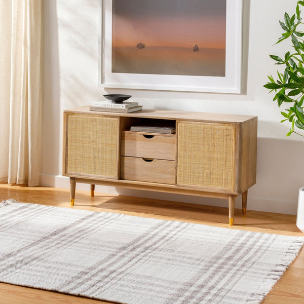 Livabliss Primrose Handwoven Flatweave Area Rug Recycled Pet Yarn Fringe Farmhouse Living Room Cream, Brown 10' x 14' PRM2305-1014