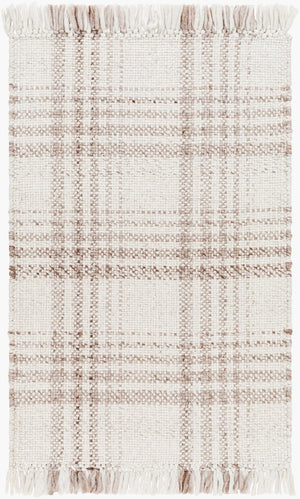 Livabliss Primrose Handwoven Recycled Pet Flatweave Area Rug with Fringe for Cottage Living Ivory, Taupe 2'6" x 8' PRM2306-268