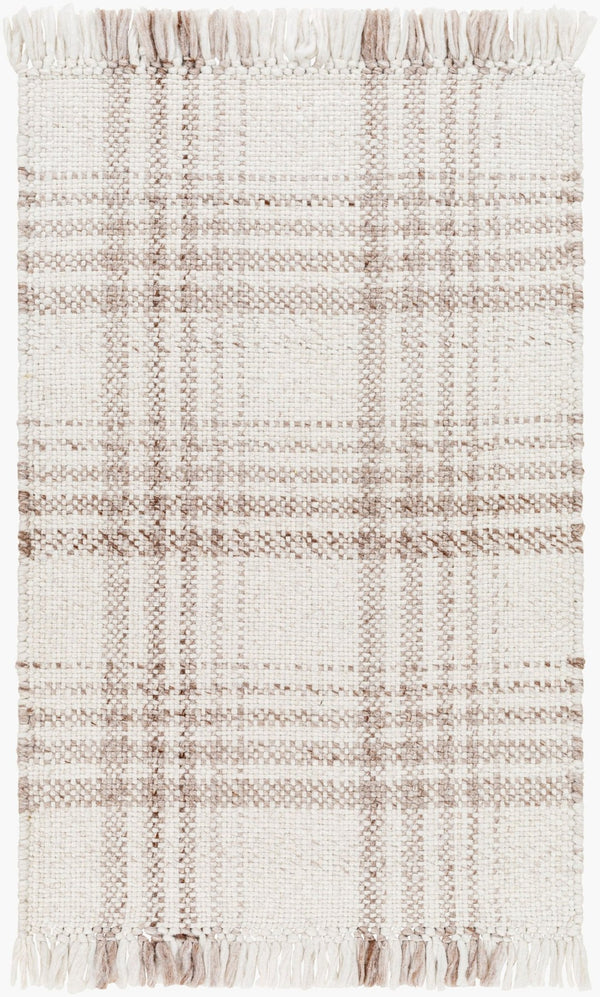 Livabliss Primrose Handwoven Recycled Pet Flatweave Area Rug with Fringe for Cottage Living Ivory, Taupe 2'6" x 8' PRM2306-268