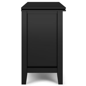 English Elm Artisan Black Bedside Table - Handcrafted Solid Wood With Spacious Drawer & Open Storage Shelf B136P158381