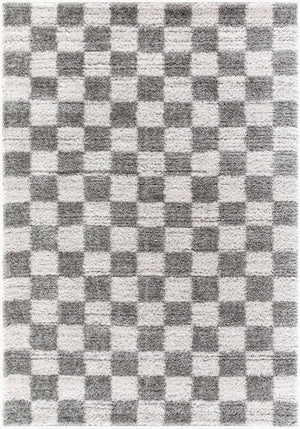 Livabliss Primo Art Deco Machine Woven Polyester Rug Plush High Pile Accent for Entryway Charcoal, White 7'10" x 10' PRO2315-71010