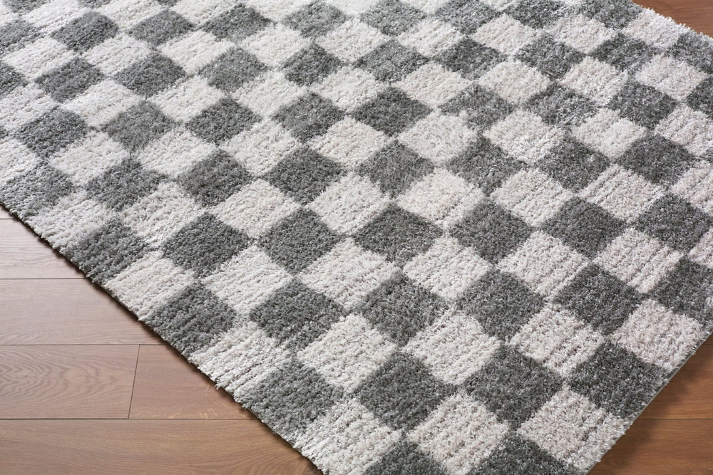 Livabliss Primo Art Deco Machine Woven Polyester Rug Plush High Pile Accent for Entryway Charcoal, White 7'10" x 10' PRO2315-71010