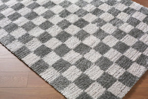 Livabliss Primo Art Deco Machine Woven Polyester Rug Plush High Pile Accent for Entryway Charcoal, White 7'10" x 10' PRO2315-71010