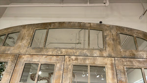 Metal French Door with Weathered Iron Facade, Side Windows, and Aged Patina – Stunning Elegance!