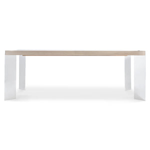 Bernhardt Bernhardt Modulum Dining Table With Sahara Veneer Top, Polished Stainless Angled Legs, Extensible 315222