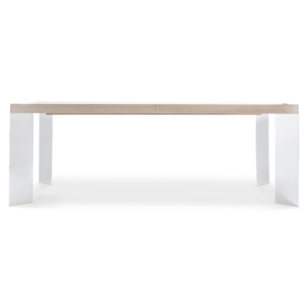 Bernhardt Bernhardt Modulum Dining Table With Sahara Veneer Top, Polished Stainless Angled Legs, Extensible 315222