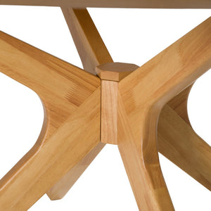 VIG Furniture Prospect 59" Round Natural Oak Dining Table — Beveled Edge, Solid Wood Pedestal, Seats 6, Modern Appeal VGMAMIT-5276-2-NAT