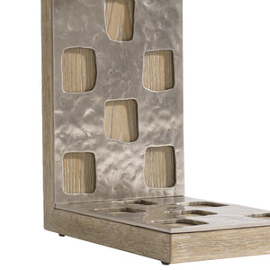 Bernhardt Bernhardt Aventura C-Table With Marcona Wood Top, Frosted Nickel Openwork Aluminum Accents, Versatile Side Table 318112