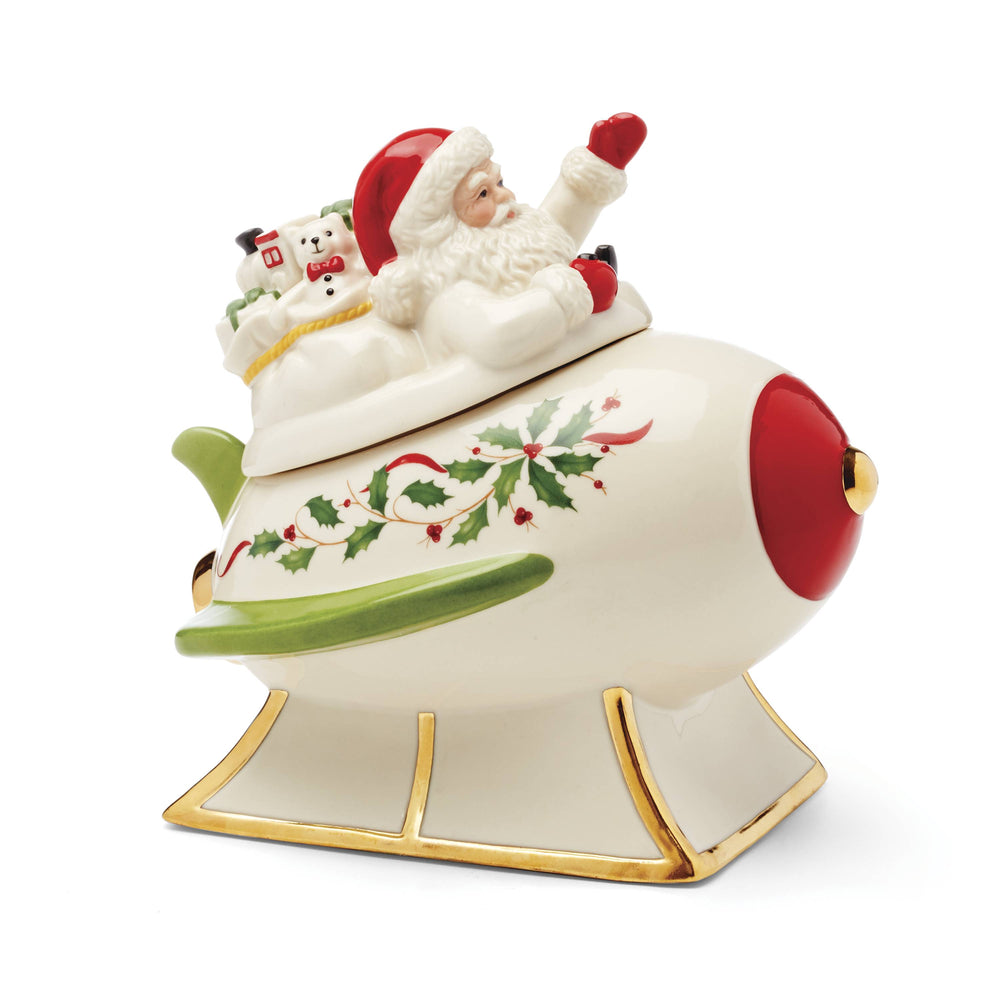 Lenox Holiday Figural Santa's Rocket Covered Candy Dish Multi, WHITE PORCELAIN 896500