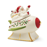 Lenox Holiday Figural Santa's Rocket Covered Candy Dish Multi, WHITE PORCELAIN 896500