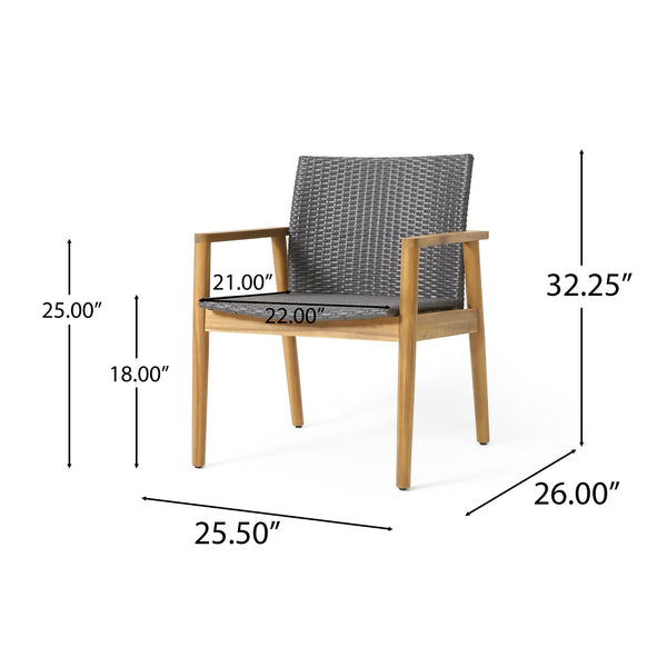 English Elm Christopher Knight Home® - BRYAN Acacia Club Chair Set of 2 - Natural Wicker Seating, Durable Metal & Wood Frame, Outdoor Comfort 71509.00GRY